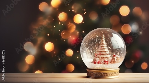 Glass snow globe Christmas decorative design.