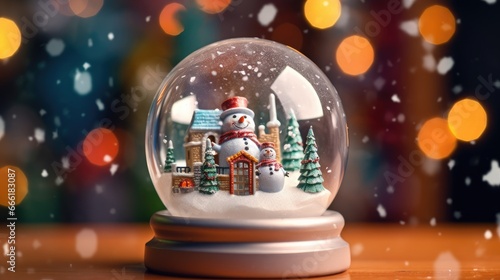 Glass snow globe Christmas decorative design.