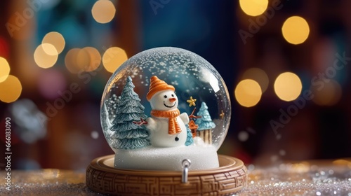 Glass snow globe Christmas decorative design.