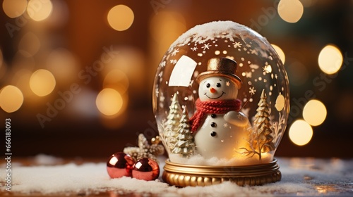 Glass snow globe Christmas decorative design.