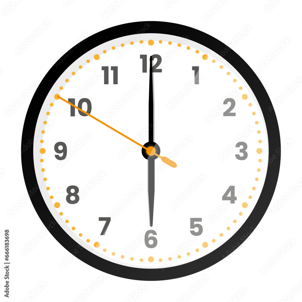 Clock face isolated on white background. 6 o'clock. Vector illustration Clock face isolated on white background. 6 o'clock. Vector illustration