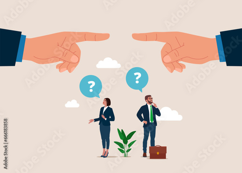 Choosing between 2 choices, make decision to the left or right. Flat vector illustration.