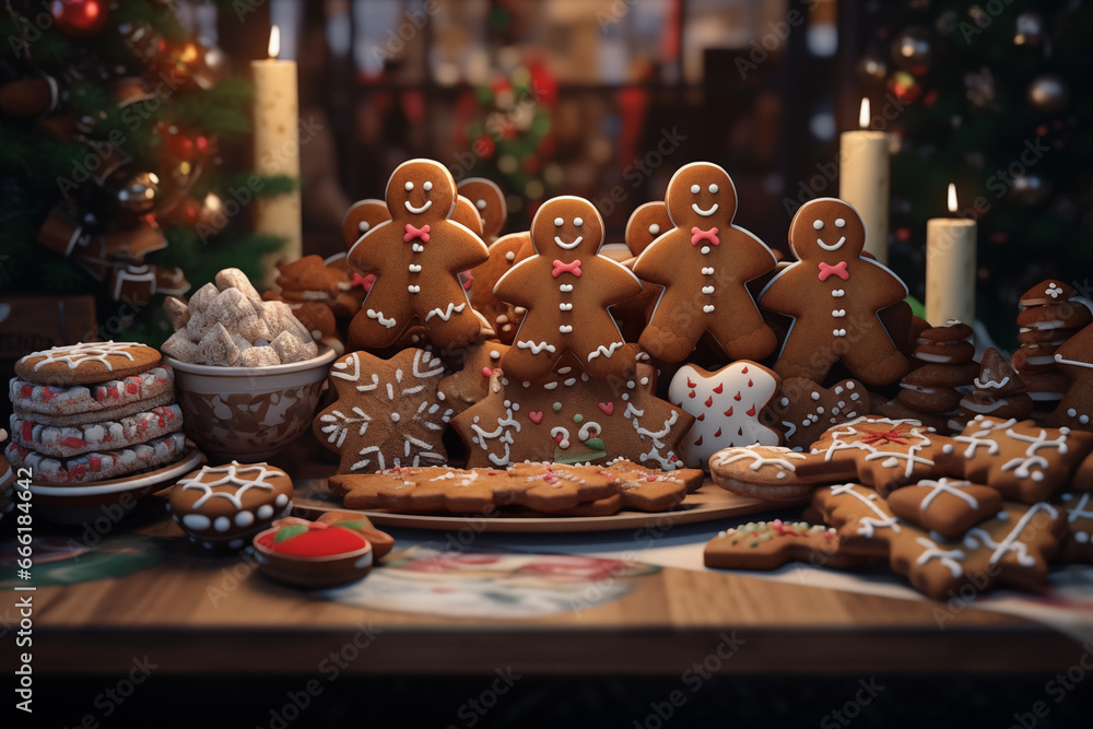 Cristmas decoration with gingerbread cookies. 