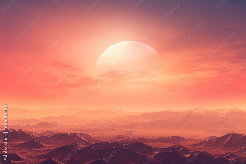 A beautiful sunset over a majestic mountain range. Perfect for nature and landscape enthusiasts.