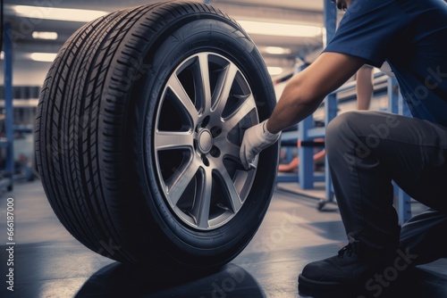 Professional Car Service: Expert Inspection and Maintenance for Your Tires © ParinApril