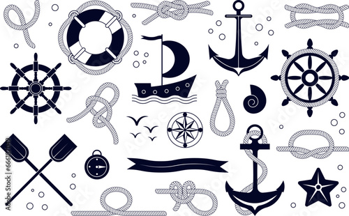 Obraz na płótnie Nautical elements and icons