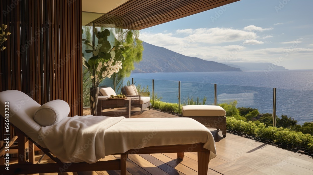 Fototapeta premium A luxurious villa where you have access to a private spa, rest and improve your health