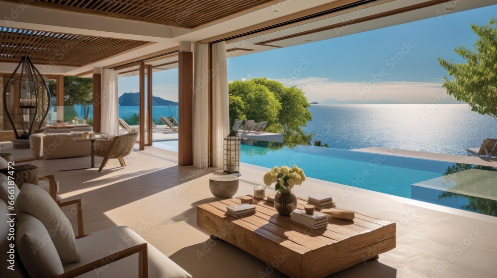 Fototapeta premium A luxurious villa where you have access to a private spa, rest and improve your health