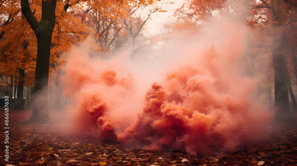 Amidst the Rustling Autumn Leaves, the Unveiling Drama of a Mesmerising Smoke Bomb Unfolds