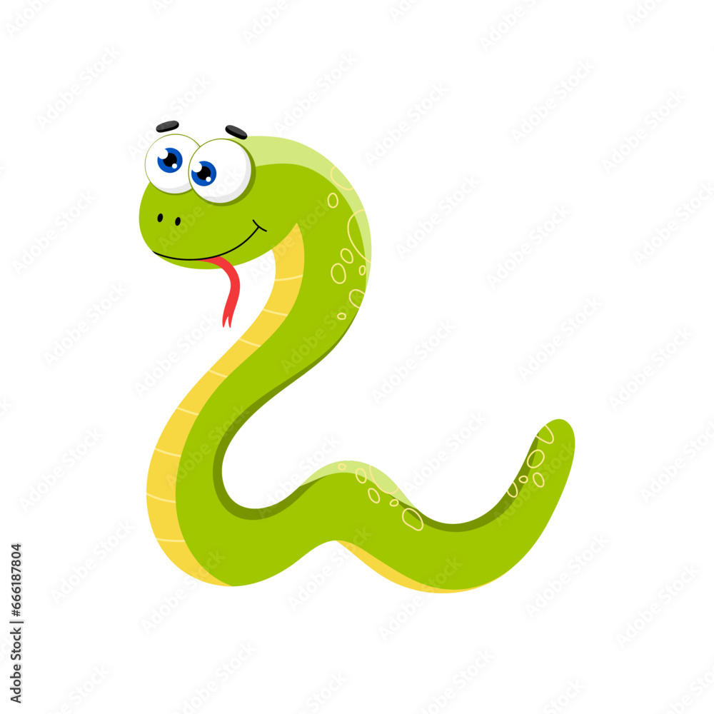 Cute, funny snake character. Vector illustration isolated on white background Cute, funny snake character. Vector illustration isolated on white background