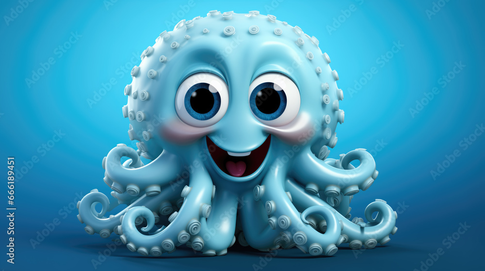 Cute baby octopus smiling Generated by AI Cute baby octopus smiling Generated by AI