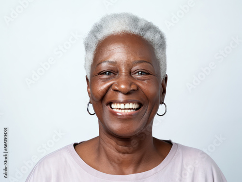  A portrait of a smiling character showing teeth 