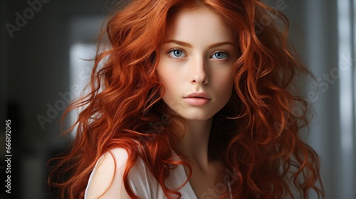 portrait of a young attractive woman with red hair