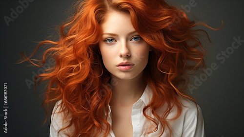 portrait of a young attractive woman with red hair