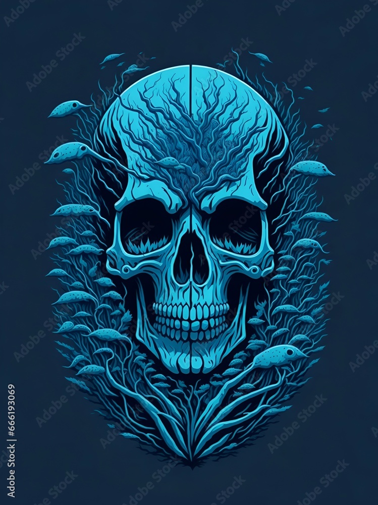 Cartoon skull. AI generated illustration Cartoon skull. AI generated illustration