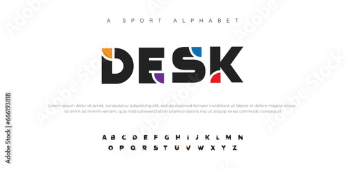 DESK Abstract modern urban alphabet fonts. Typography sport, technology, fashion, digital, future creative logo font. vector illustration