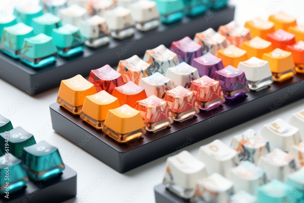 A collection of colorful and uniquely designed keycaps A collection of colorful and uniquely designed keycaps