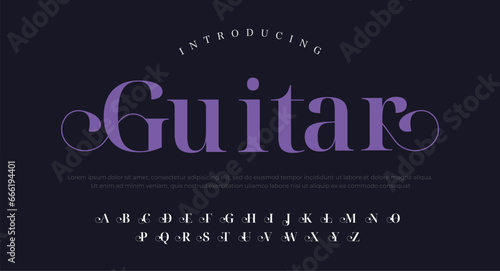 GUITAR Abstract minimal modern alphabet fonts. Typography technology vector illustration