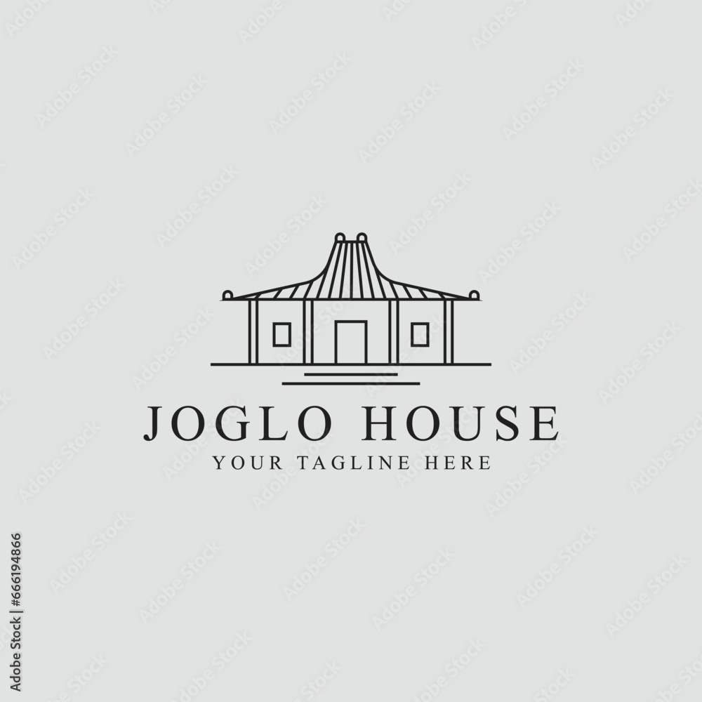 Jog-lo house line art logo vector symbol template icon graphic illustration design