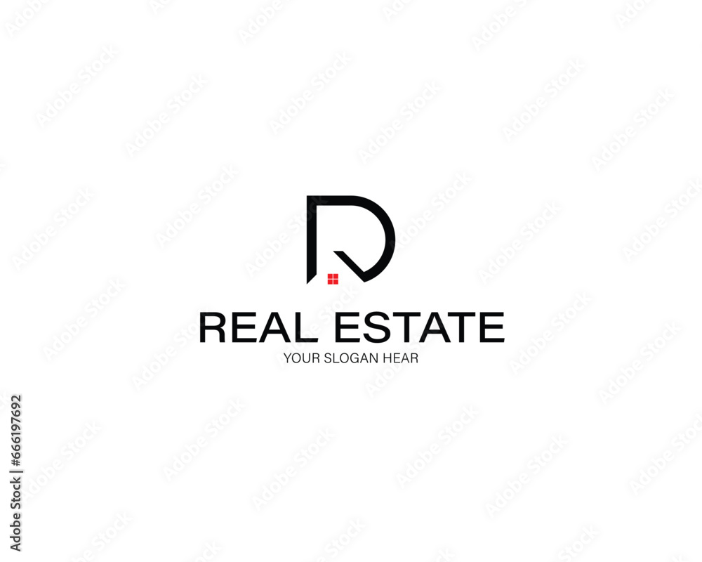 Modern Letter D and real estate logo design template