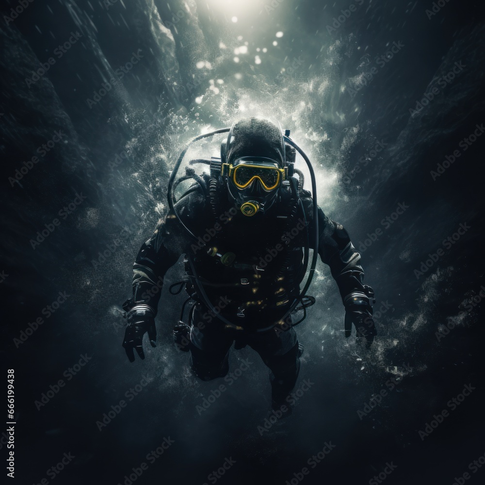 Divers are on cliffs and sea troughs adventuring on the seabed in the morning and evening with the beauty of natural rocks and coral moss, good for business, marine, blogs, websites etc. Generative Ai Divers are on cliffs and sea troughs adventuring on the seabed in the morning and evening with the beauty of natural rocks and coral moss, good for business, marine, blogs, websites etc. Generative Ai