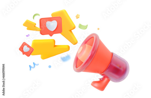 Megaphone and loudspeaker for the attention of the holiday sale on social networks. Banner for an online store, shopping online at favorable discounts.