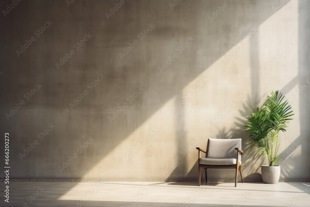 Living room interior mockup. Blank concrete wall. Generative AI Living room interior mockup. Blank concrete wall. Generative AI