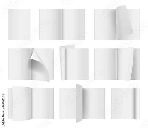 Magazine mockup. Empty business brochure pages with place for your personal design and text decent vector blank paper mockup