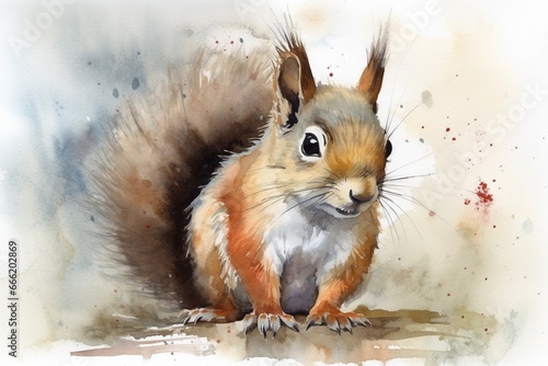 squirrel painted in watercolor photo