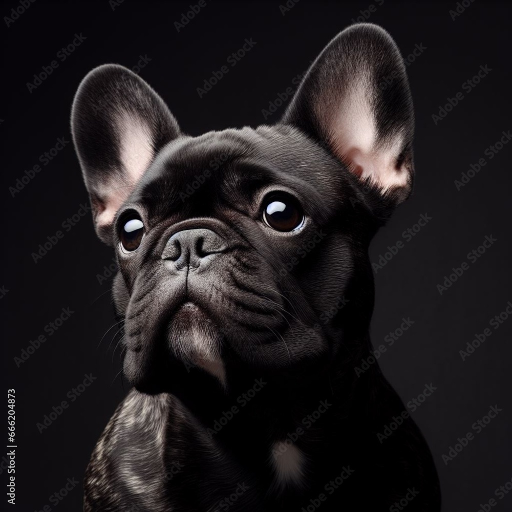 french bulldog puppy on black
