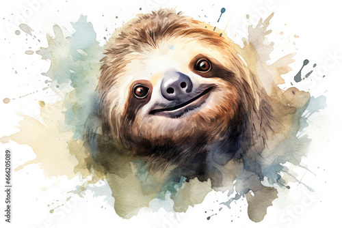 sloth head watercolor illustration style photo