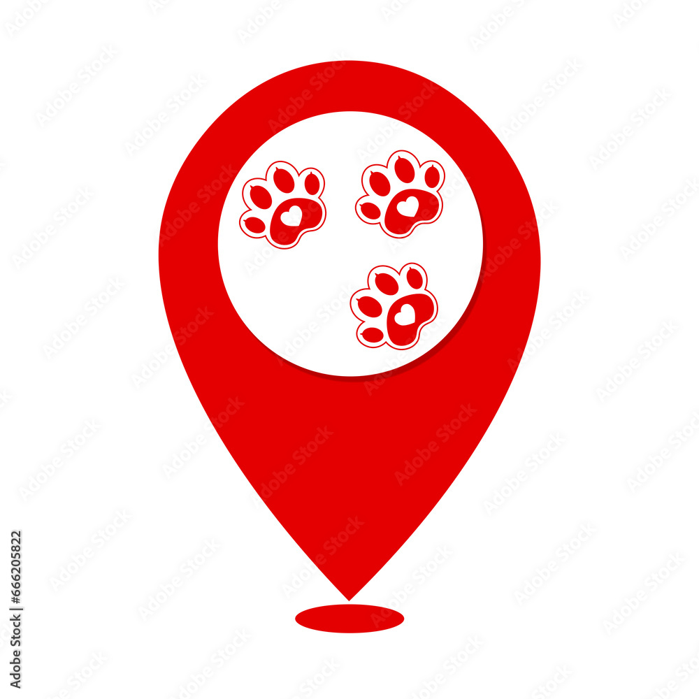 red paw animal walking location icon red paw animal walking location icon