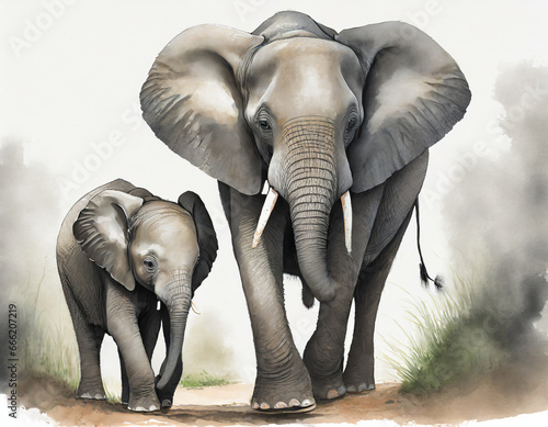 Drawing of elephants