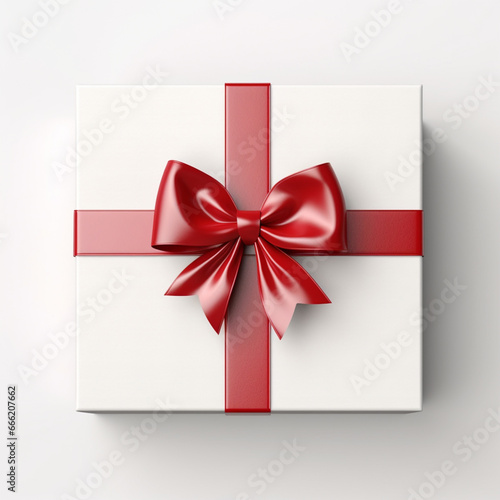 white gift box with ribbon