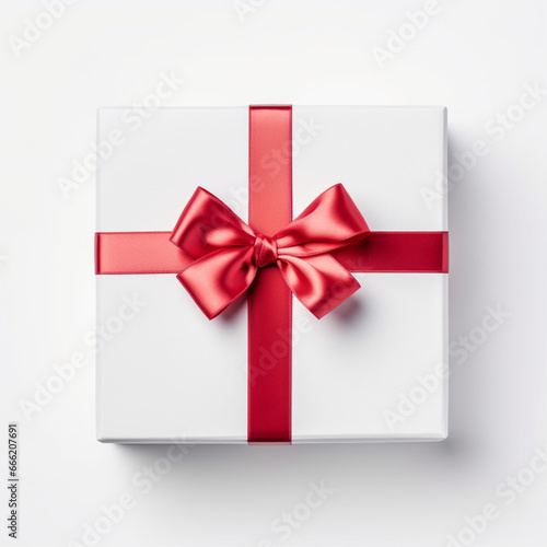 white gift box with ribbon
