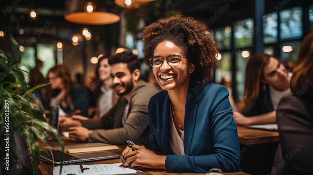 A dynamic assortment of youthful experts cooperatively pondering, symbolizing collaboration and creativity in the work environment.