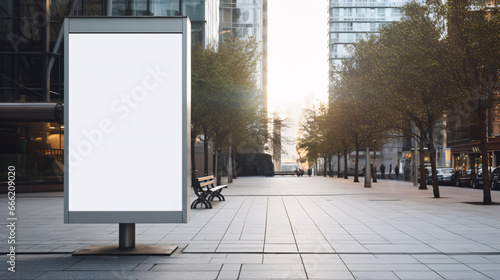 The blank  empty digital outdoor signage mockup on a bustling city street set the stage for an editorial photography piece. Against the backdrop of the urban landscape  the void in the signage seemed