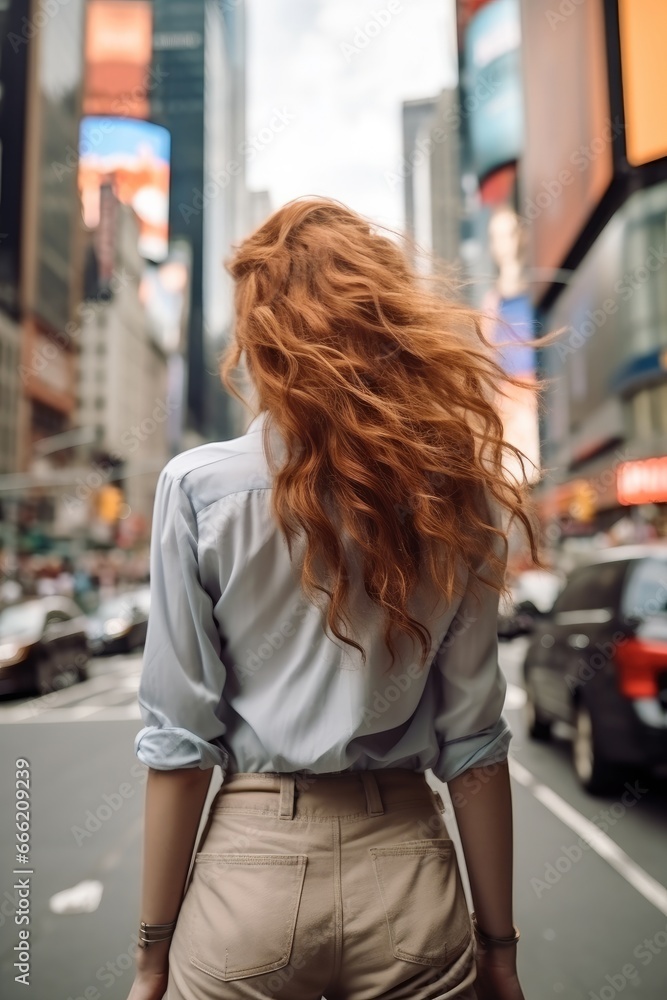 Back view of women walking in city street in daytime. Back view of women walking in city street in daytime.