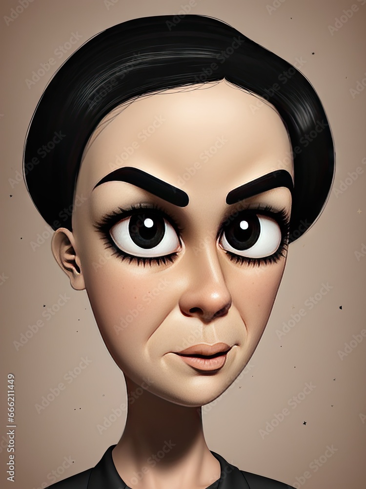 a digital painting of a woman's face with black hair. generative ai a digital painting of a woman's face with black hair. generative ai