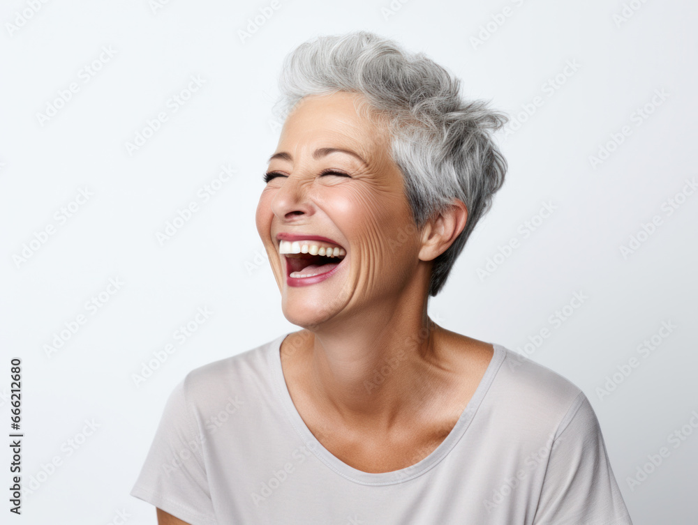 A portrait of a smiling character showing teeth
A portrait of a smiling character showing teeth