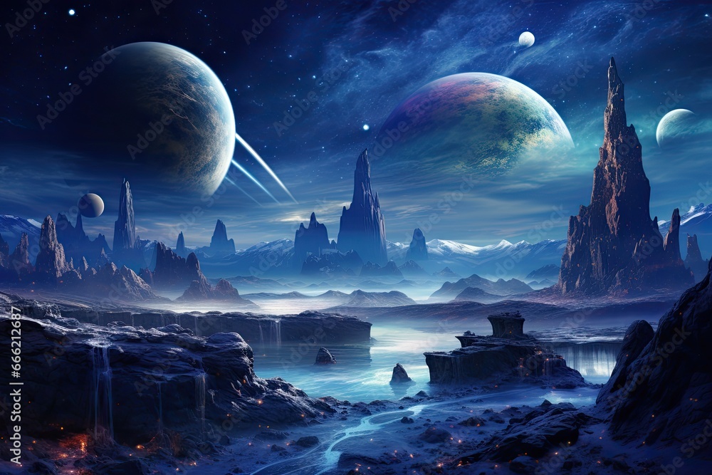 Space landscape with planets and stars Space landscape with planets and stars