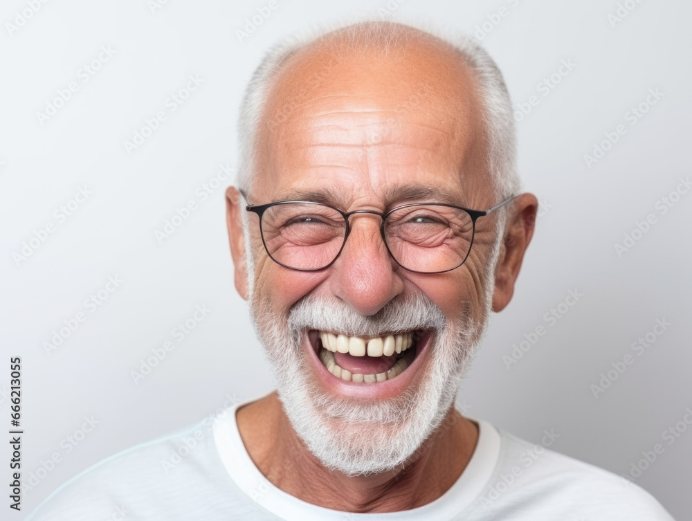 A portrait of a smiling character showing teeth
A portrait of a smiling character showing teeth