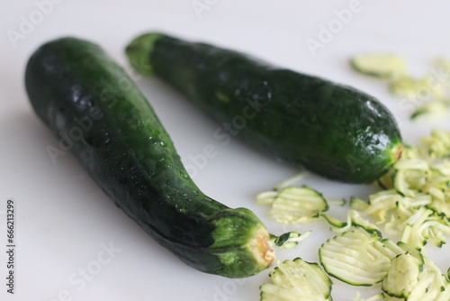 Lush, green zucchini, a courgette species vegetable photo