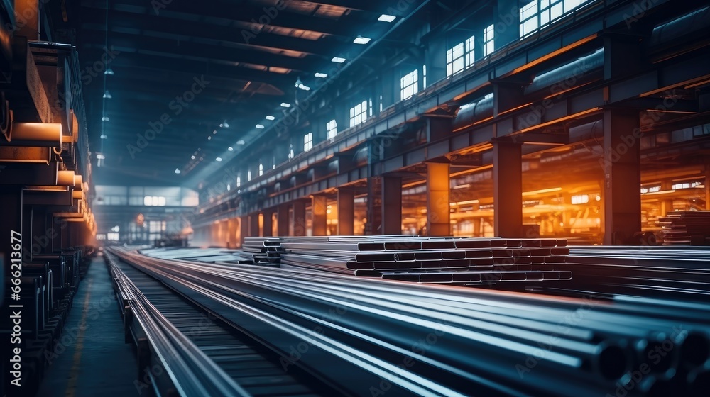 Pipe, Steel plate, Steel in Heavy manufacturing industrial warehouse, beam. Pipe, Steel plate, Steel in Heavy manufacturing industrial warehouse, beam.
