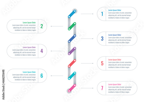 seven option informational templates. chain infographic template. magazine, business, annual report, internet, web, education infographic template