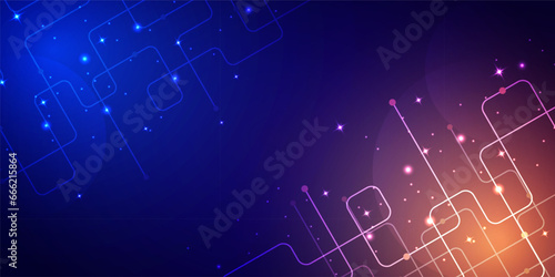 Abstract digital technology futuristic circuit blue pink background, Cyber science tech, Innovation communication future, Ai big data, internet network connection, Cloud hi-tech illustration vector