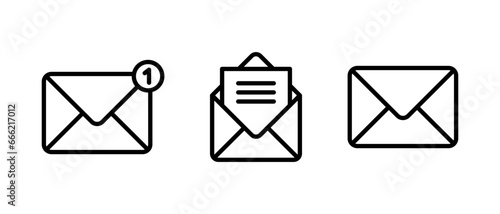 Email message icon set. Notification reminder sign. Envelope icon. New message icon letter symbol. incoming mail with new notification signs
