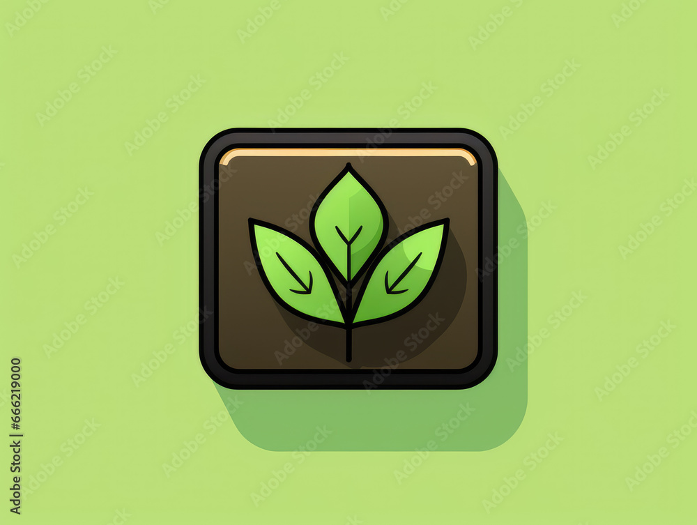 Green Energy Concept: Battery Icon with Leaves Green Energy Concept: Battery Icon with Leaves