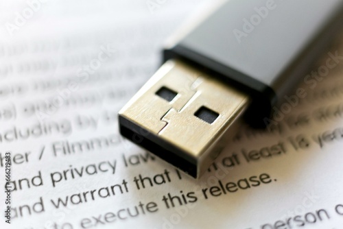 4K Image: Extreme Close-Up of USB Flash Drive, Digital Storage Concept photo