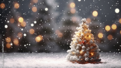 christmas tree in the snow, bokeh background © tl6781